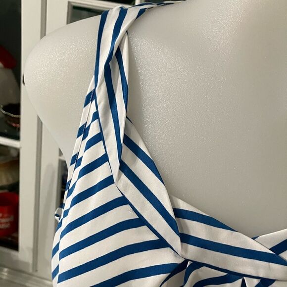Blue & White Striped Sleeveless Blouse Sz Small The Limited - Picture 3 of 10